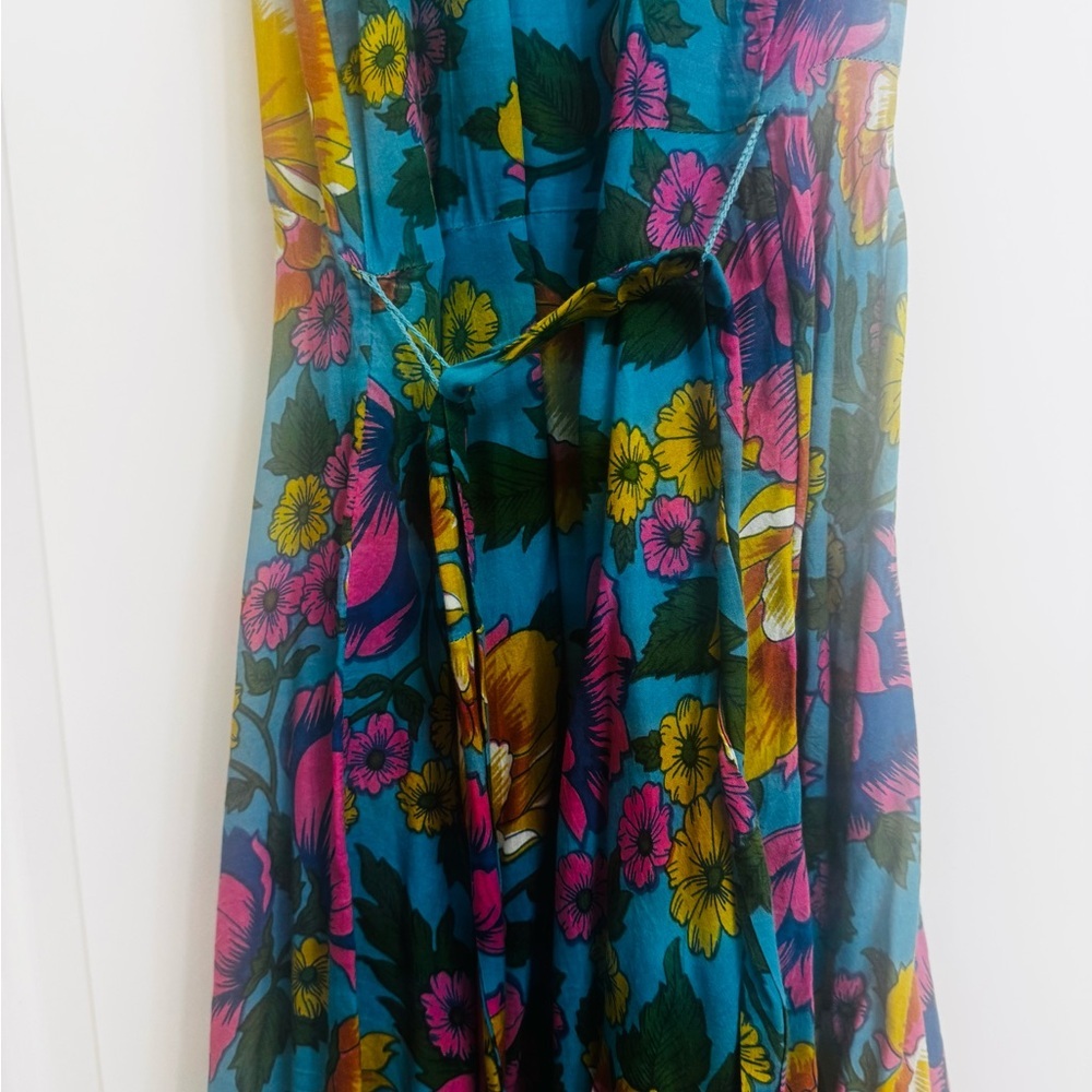 Anthropologie Lilka Floral Halter Midi Dress Blue XS - Picture 5 of 9